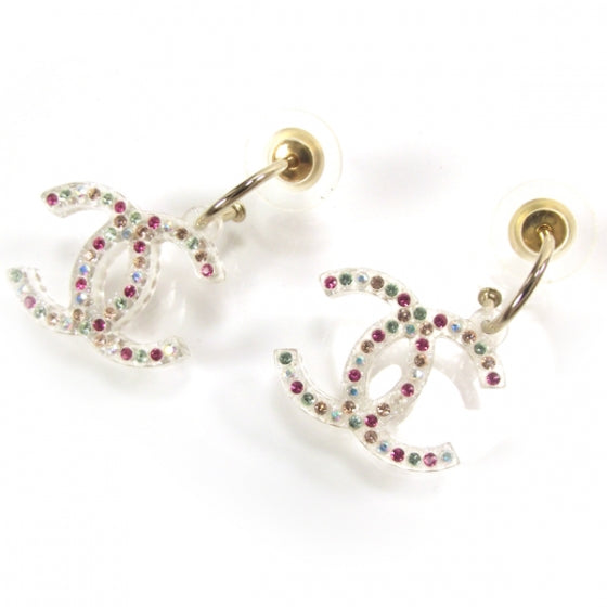Chanel Translucent Resin Crystal CC Earrings Multicolor 1 of 4