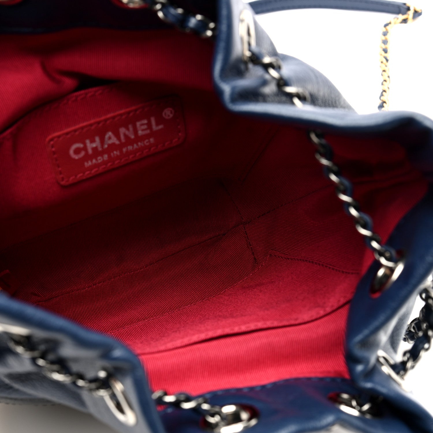 Chanel Calfskin Quilted Small Gabrielle Bucket Navy Blue Black 5 of 10