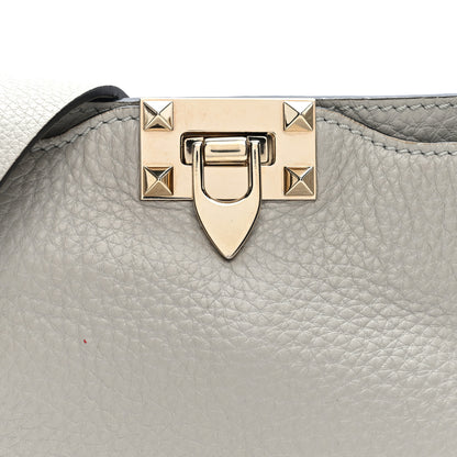 Valentino Garavani Pebbled Calfskin Mini Rockstud Flip-Lock Messenger Bag Pastel Grey 7 of 9
