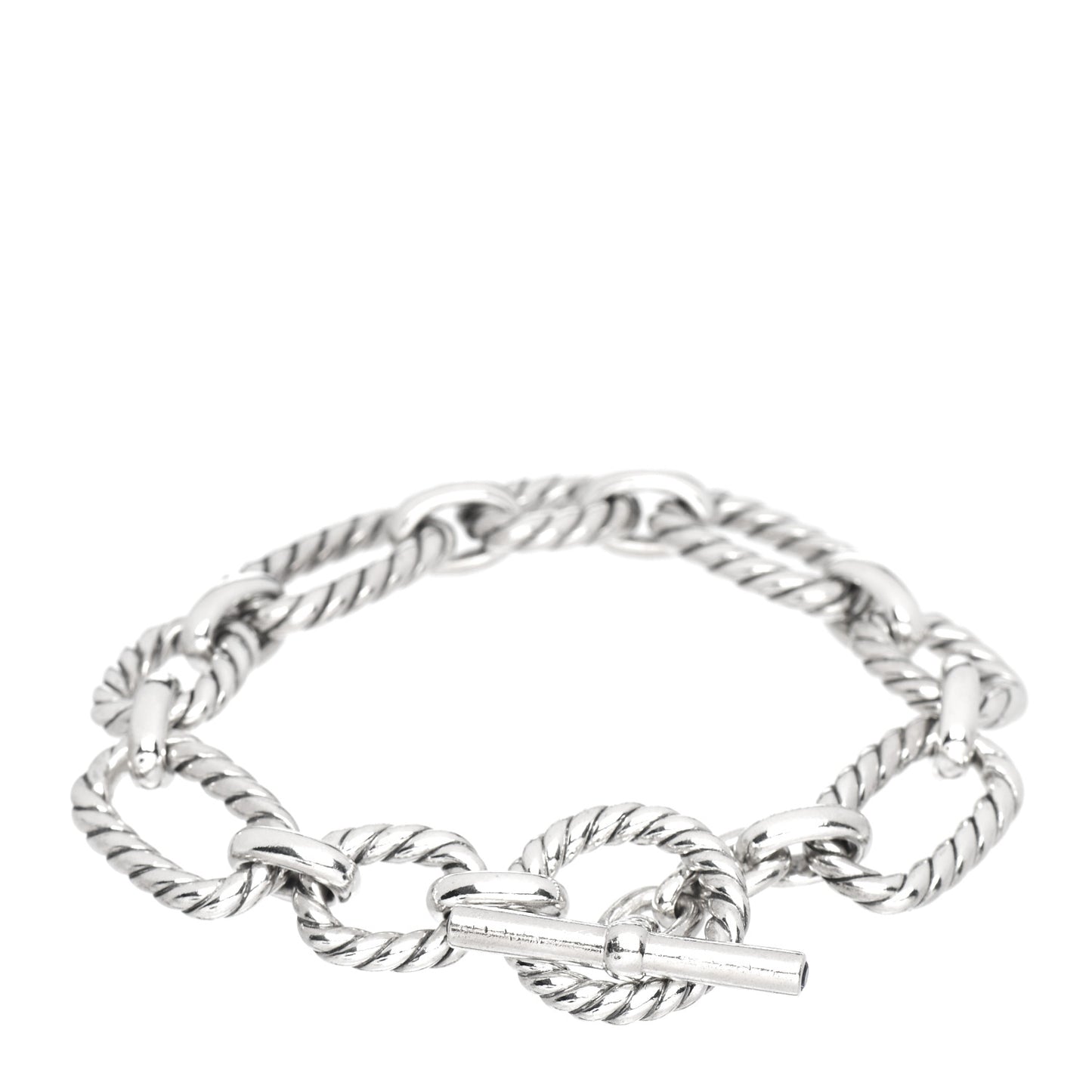 Sterling Silver Blue Sapphire 9.5mm Cushion Link Bracelet