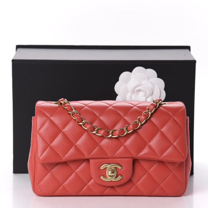 Chanel Lambskin Quilted Mini Rectangular Flap Red 11 of 12