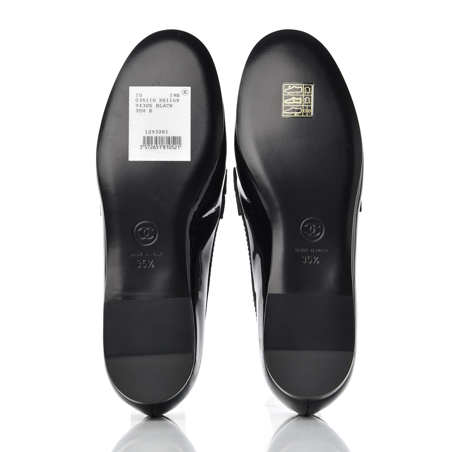 Chanel Patent CC Mocassin Loafers 35.5 Black 5 of 15