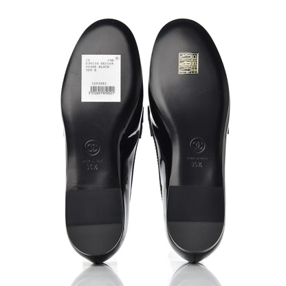 Chanel Patent CC Mocassin Loafers 35.5 Black 5 of 15