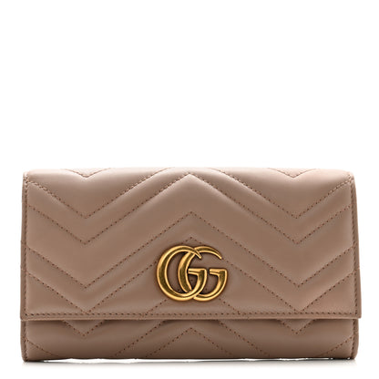 Gucci Calfskin Matelasse GG Marmont Continental Wallet Porcelain Rose 1 of 13