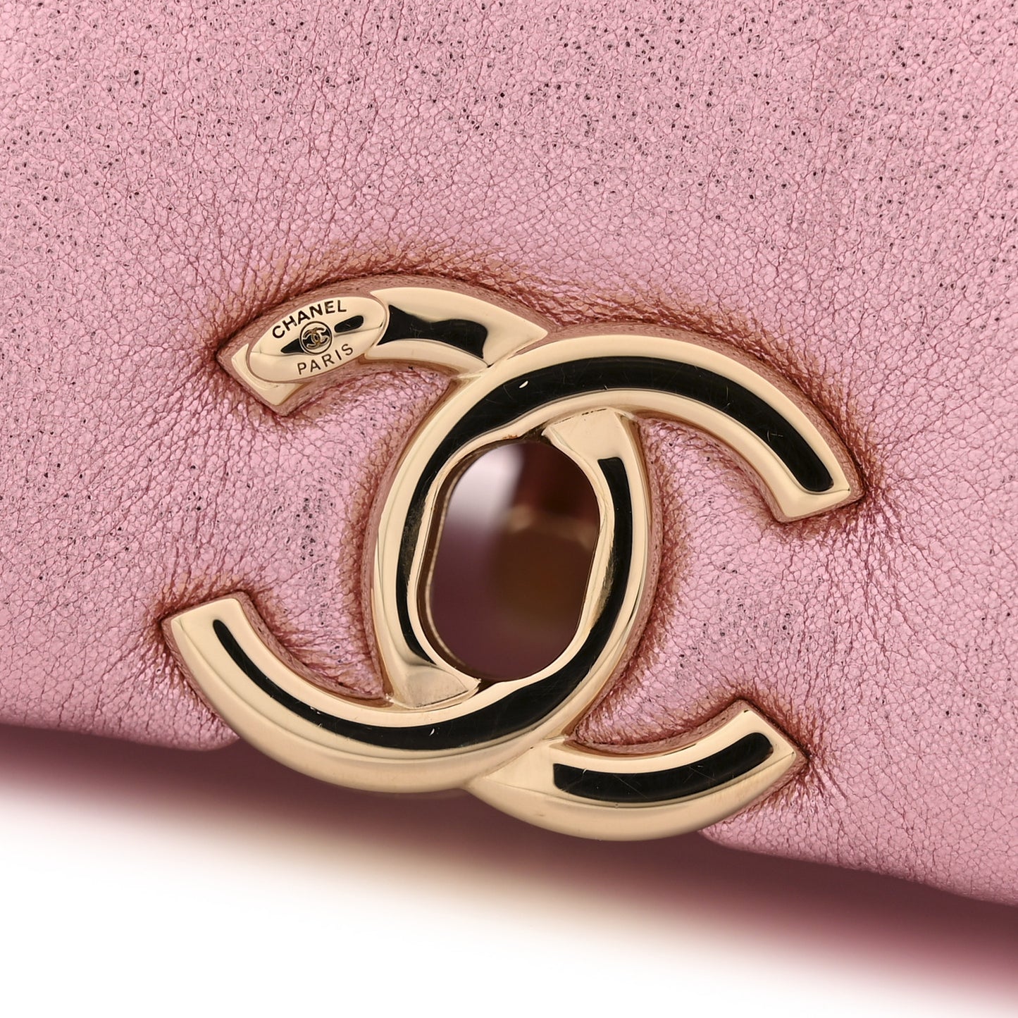 Metallic Lambskin Tie My Bow Flap Clutch With Chain Pink