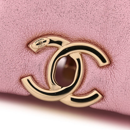 Chanel Metallic Lambskin Tie My Bow Flap Clutch With Chain Pink 11 of 11
