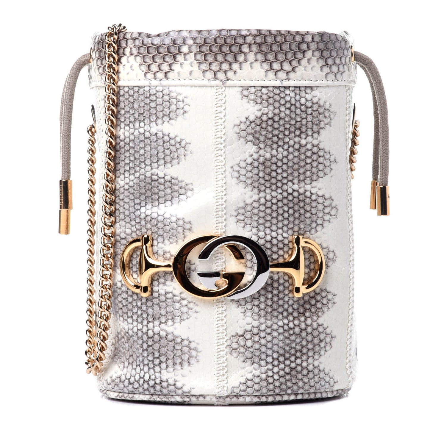 Snakeskin Mini Zumi Bucket Bag Grey