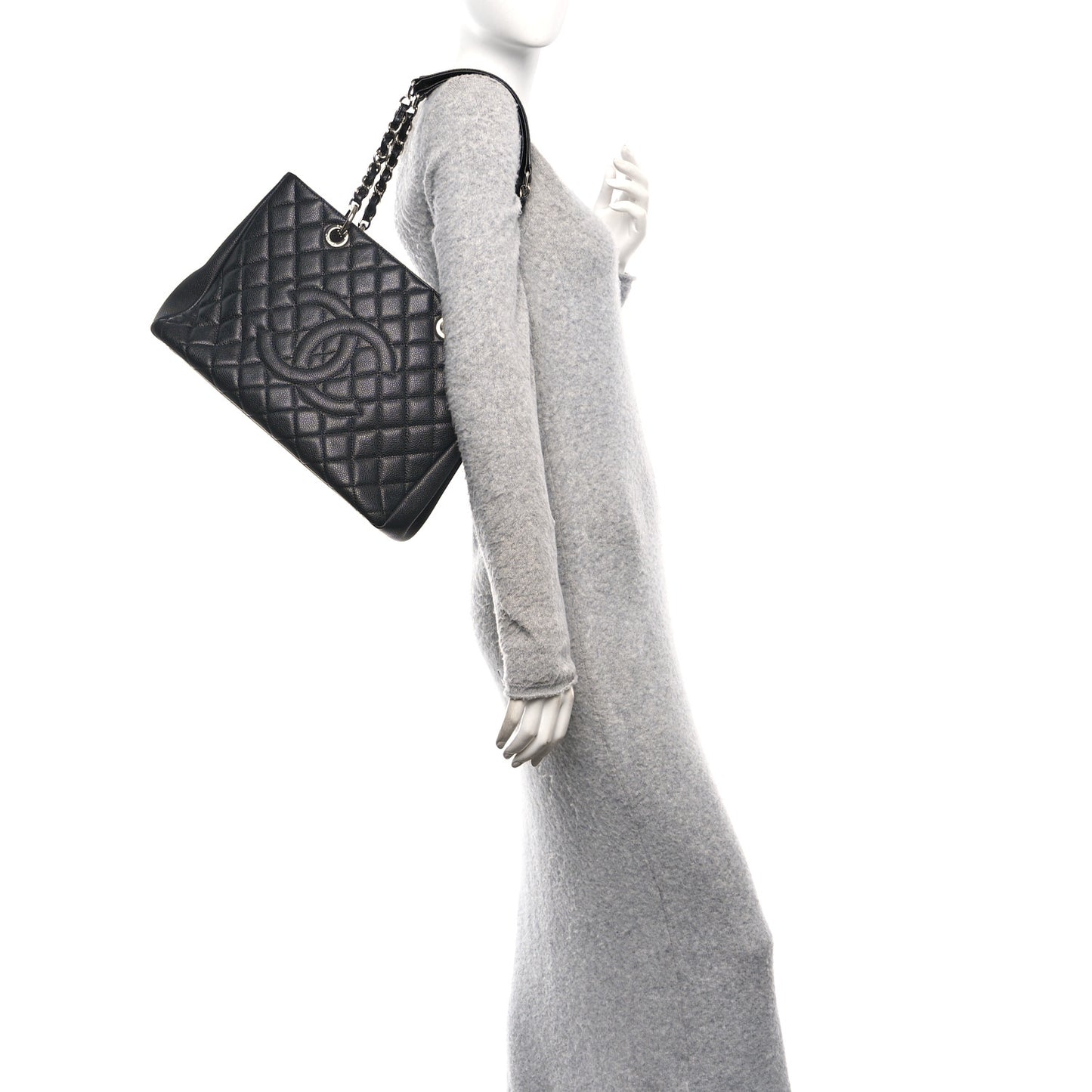 Caviar Quilted Grand Shopping Tote GST Black