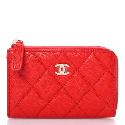 Chanel Caviar Quilted Zipped Key Holder Case Red 2 of 9