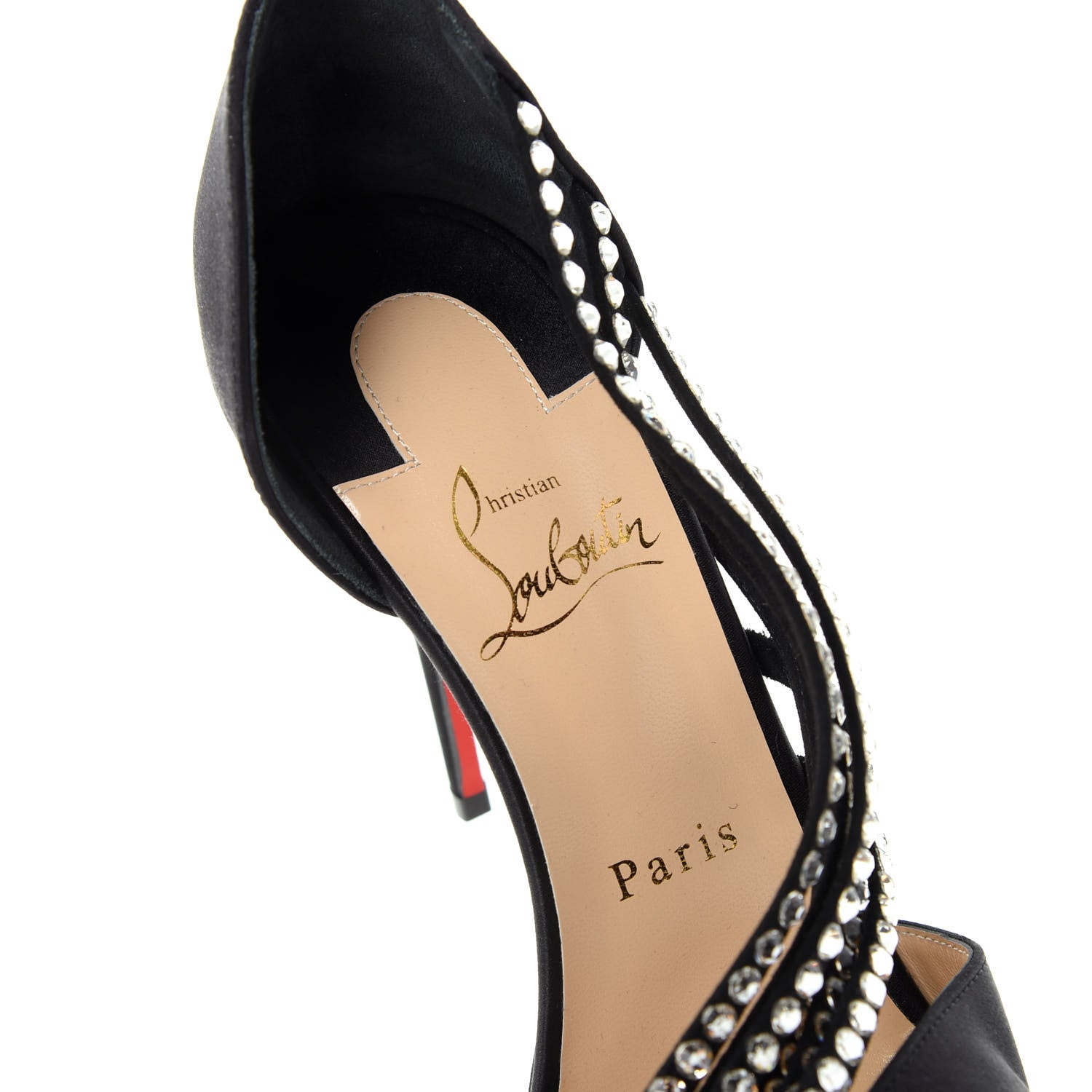Christian Louboutin Crepe Satin Strass Antinorina 100 Pumps 37 Black 8 of 9
