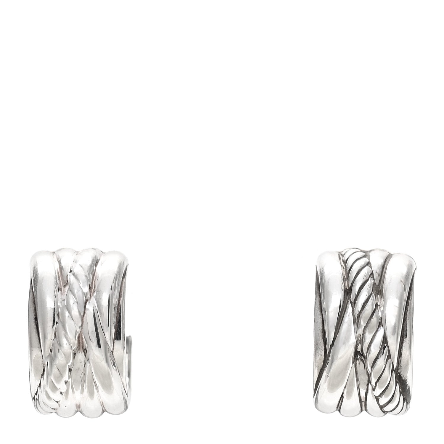 David Yurman Sterling Silver Crossover Huggie Earrings 1 of 4