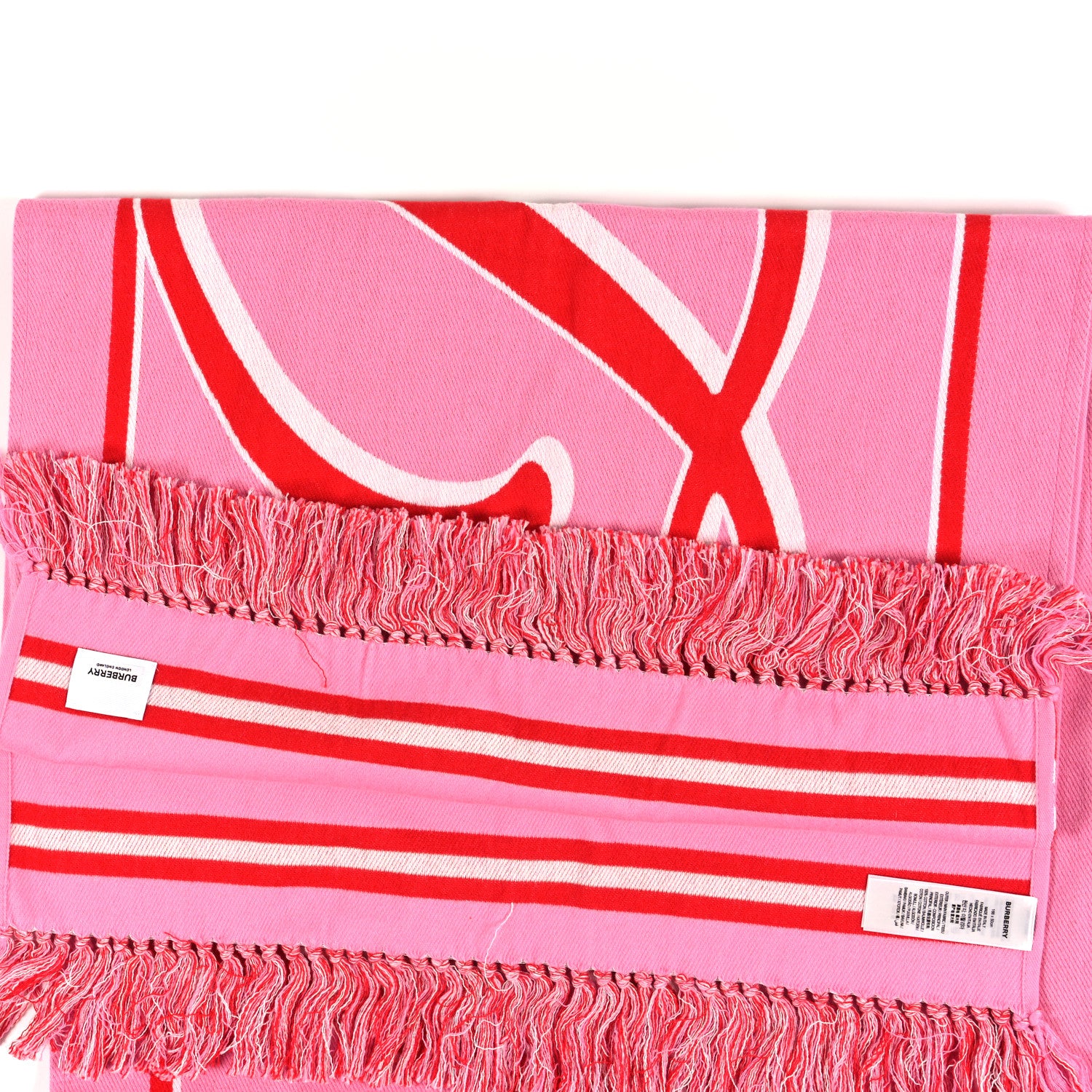 Burberry Cotton Logo Script Football Scarf Bubblegum Pink 3 of 3