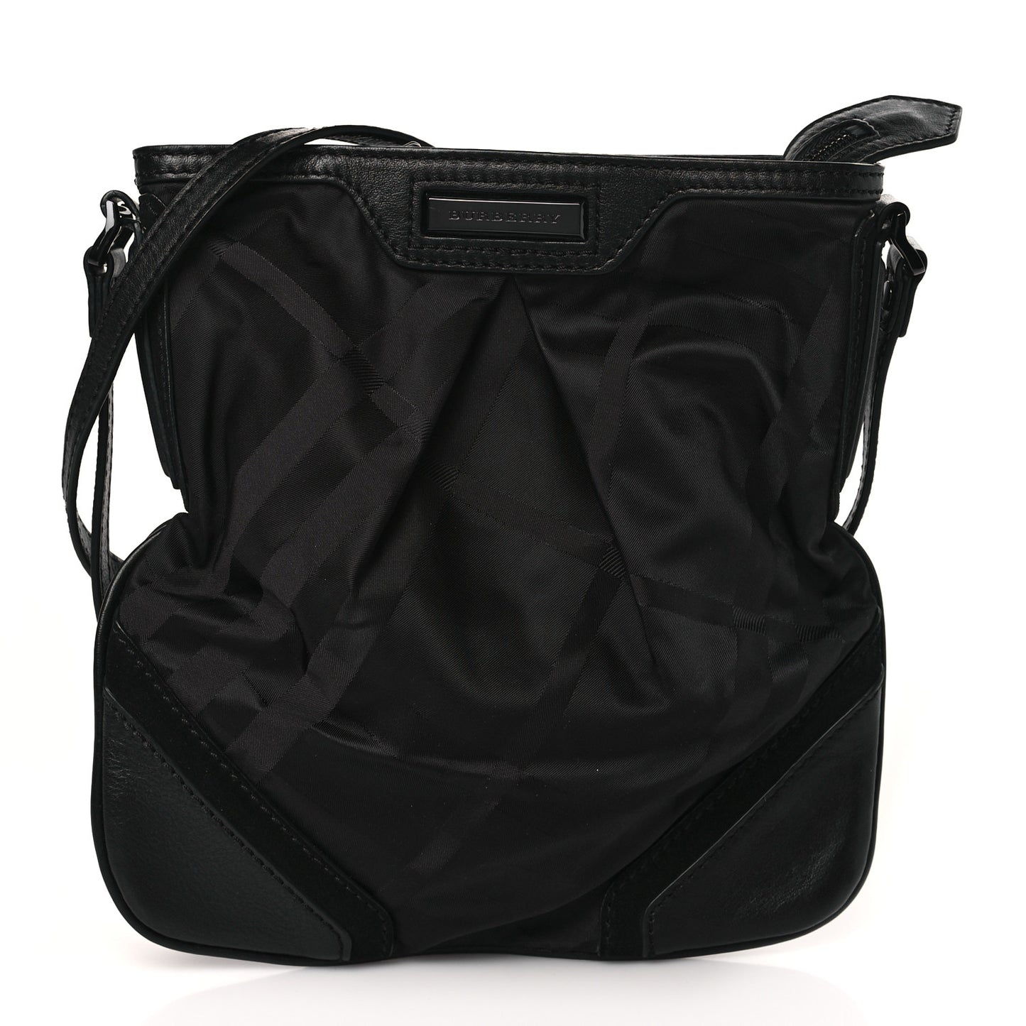 Nylon Tonal Check Crossbody Black