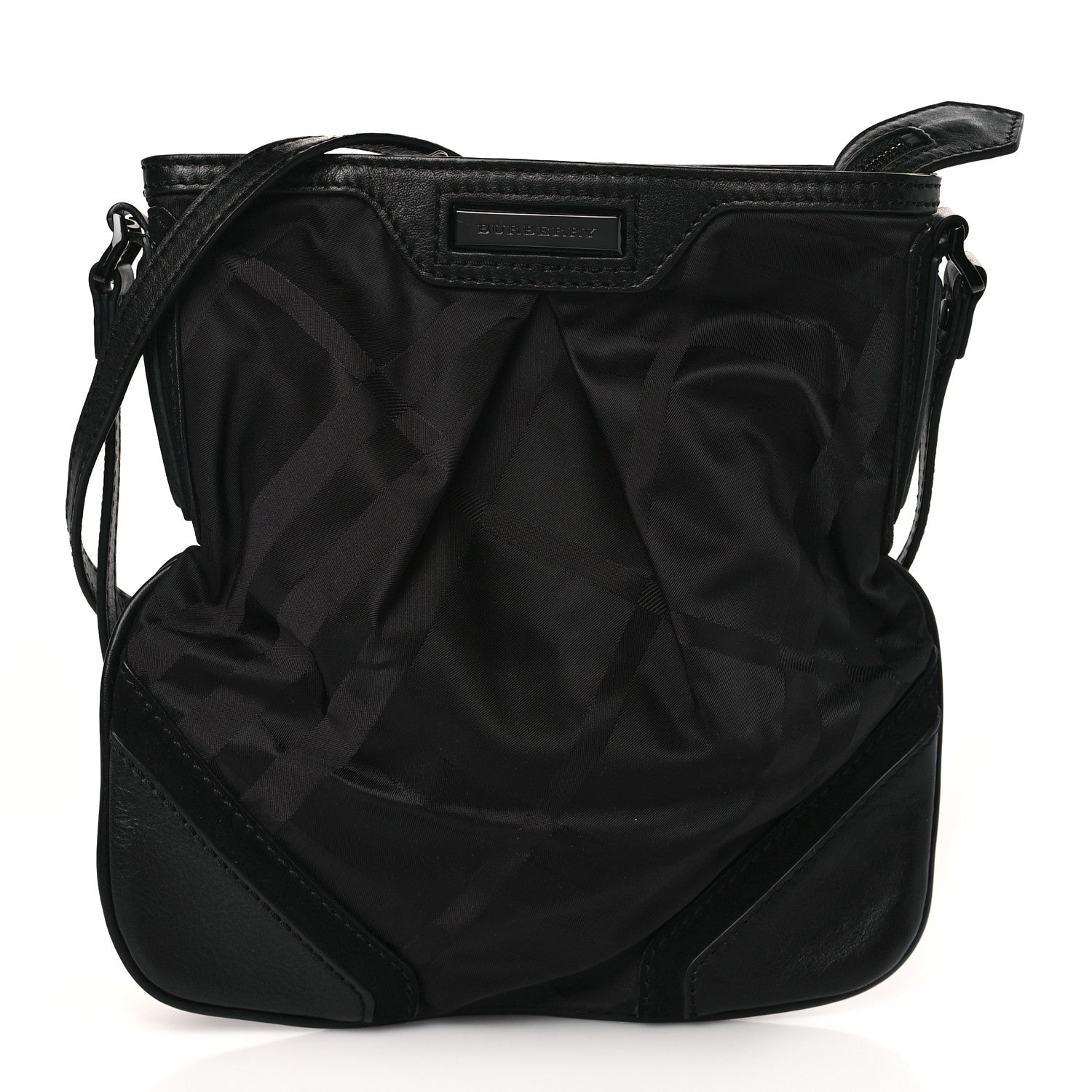 Burberry Nylon Tonal Check Crossbody Black 1 of 7