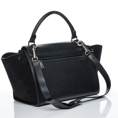 Celine Drummed Calfskin Suede Small Trapeze Black 3 of 7