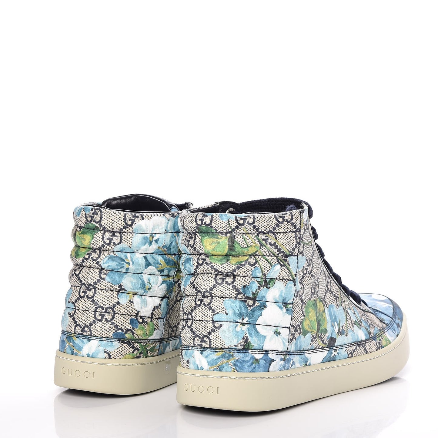 GG Supreme Monogram Blooms Mens High Top Sneakers 9.5 Beige Blue