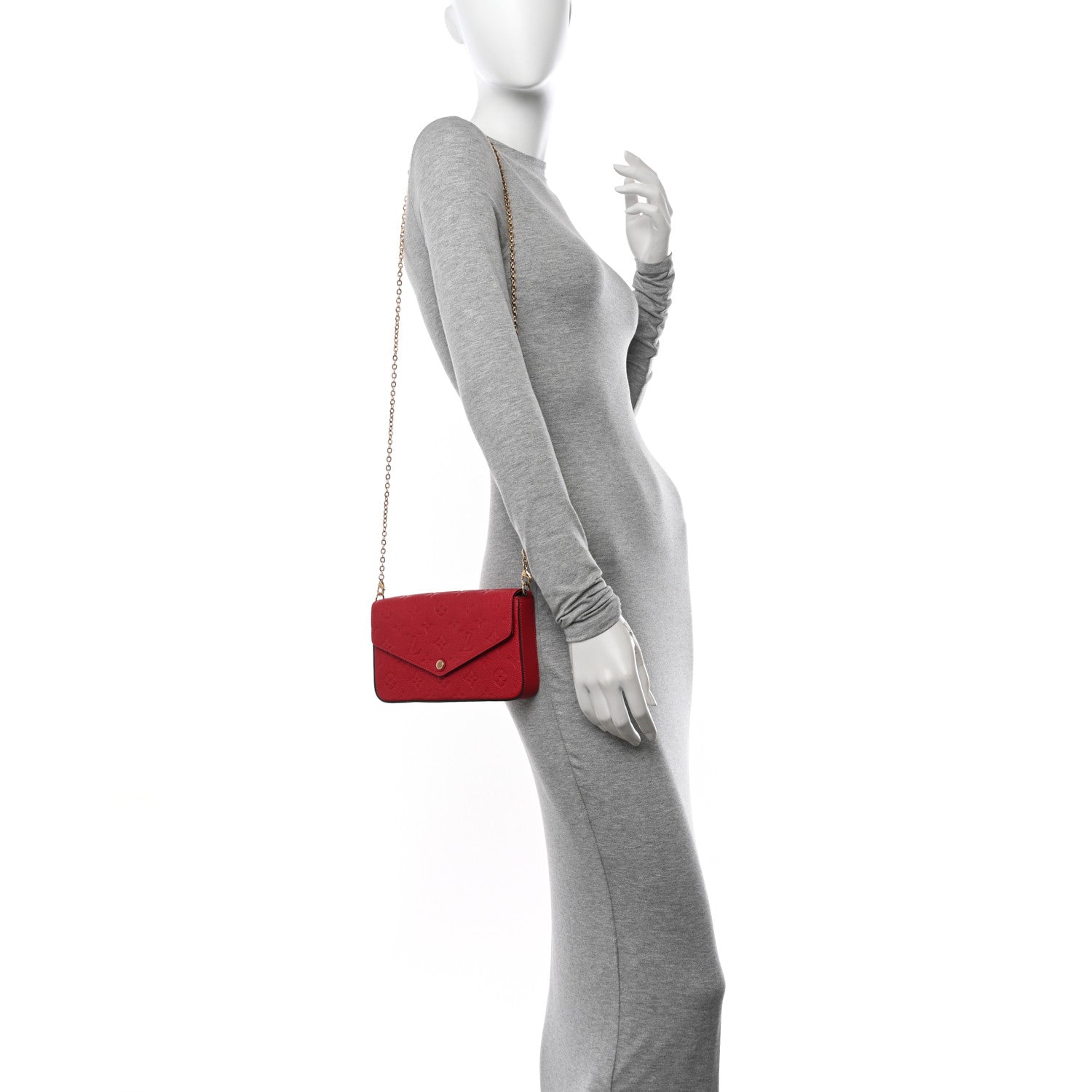 Louis Vuitton Empreinte Pochette Felicie Chain Wallet Scarlet 3 of 11