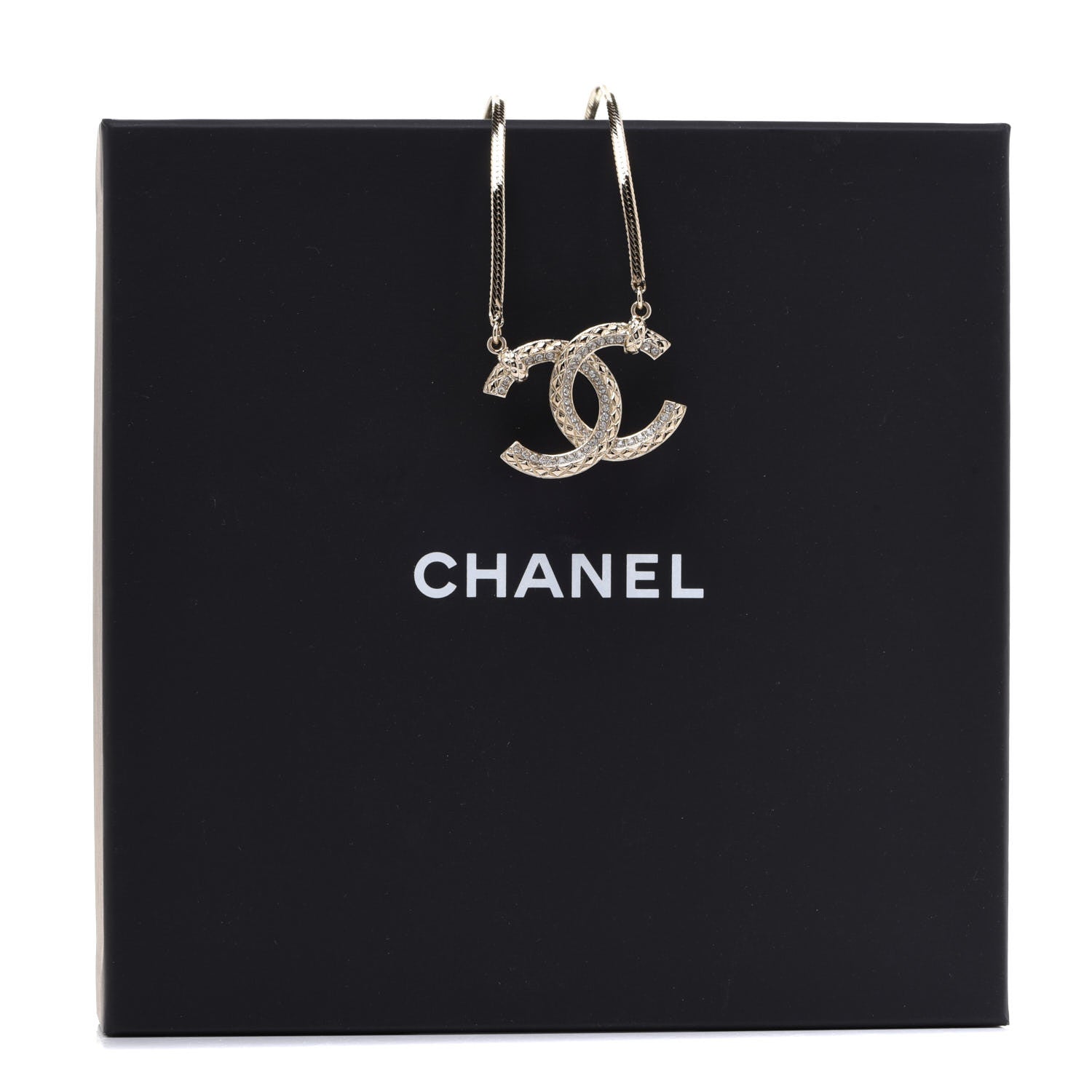 Chanel Crystal CC Chain Necklace Gold 6 of 6