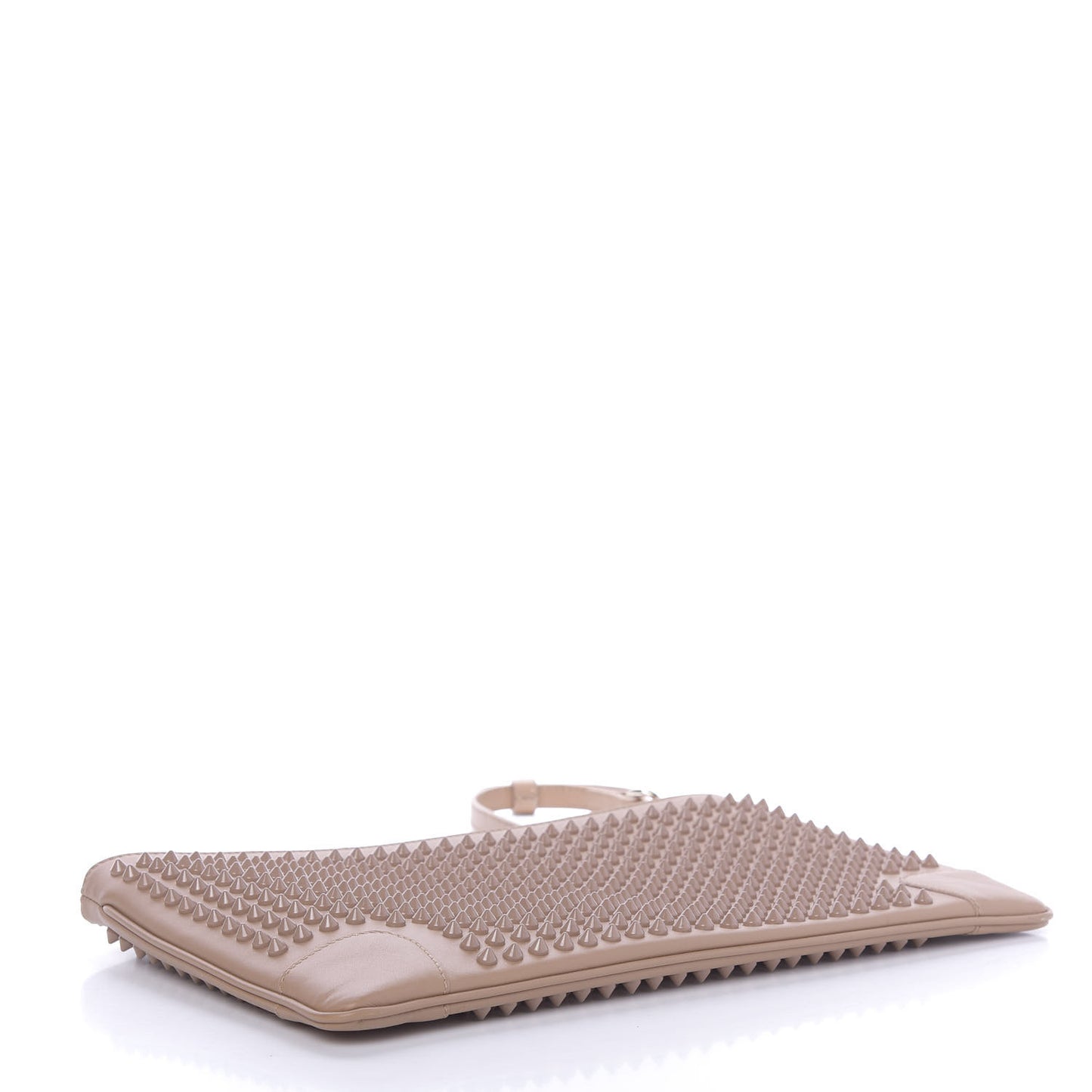 Calfskin Studded Loubiposh Chain Clutch Nude