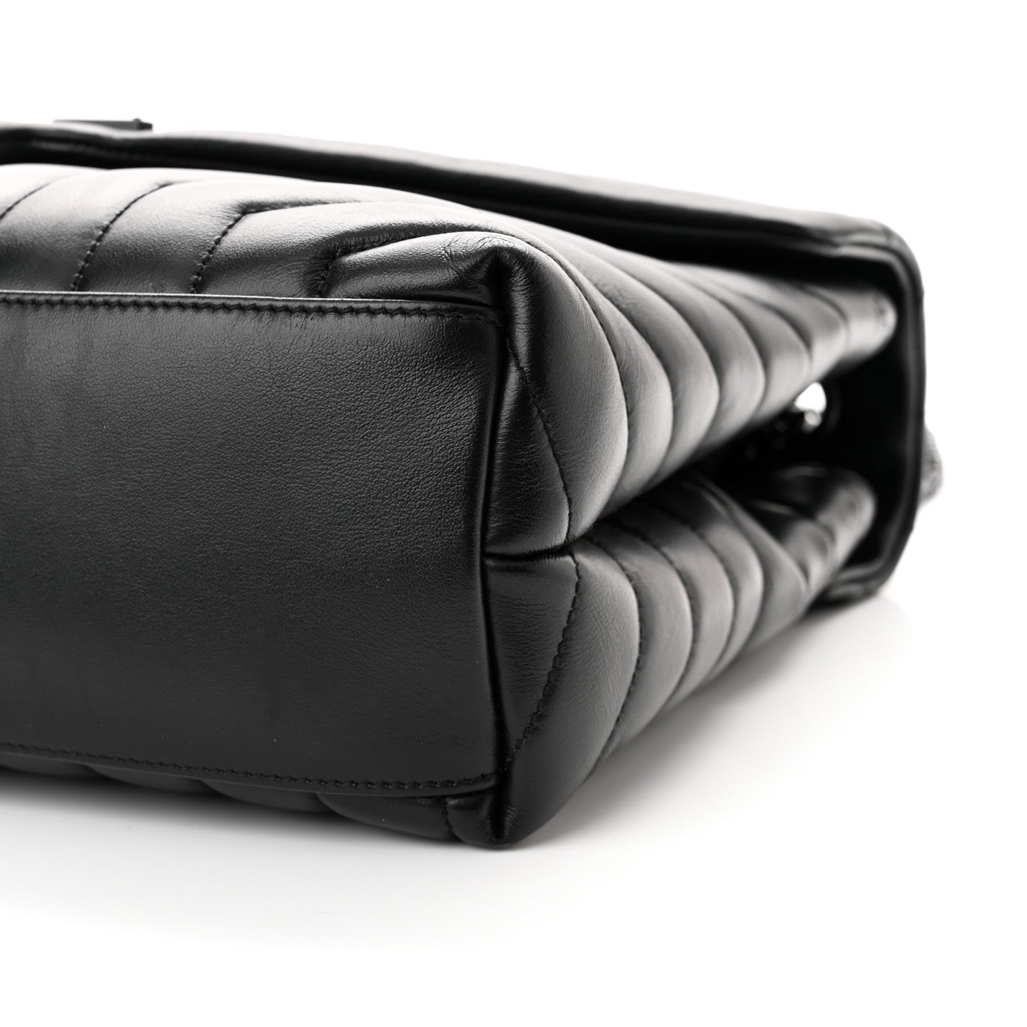 Saint Laurent Calfskin Y Quilted Monogram Monochrome Medium Loulou Chain Satchel Black 9 of 10