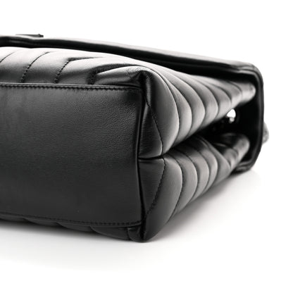 Saint Laurent Calfskin Y Quilted Monogram Monochrome Medium Loulou Chain Satchel Black 9 of 10