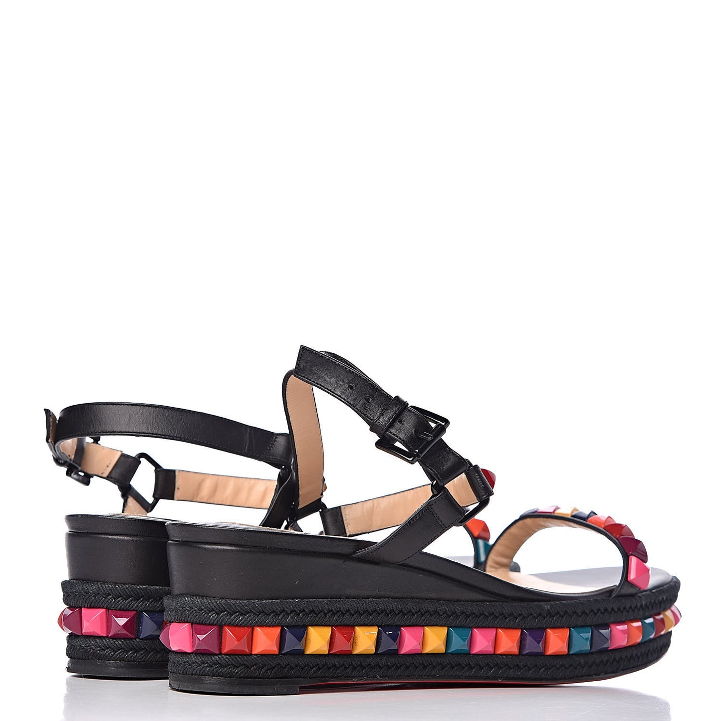 Calfskin Rope Cataclou 60 Platform Sandals 41 Black Multi