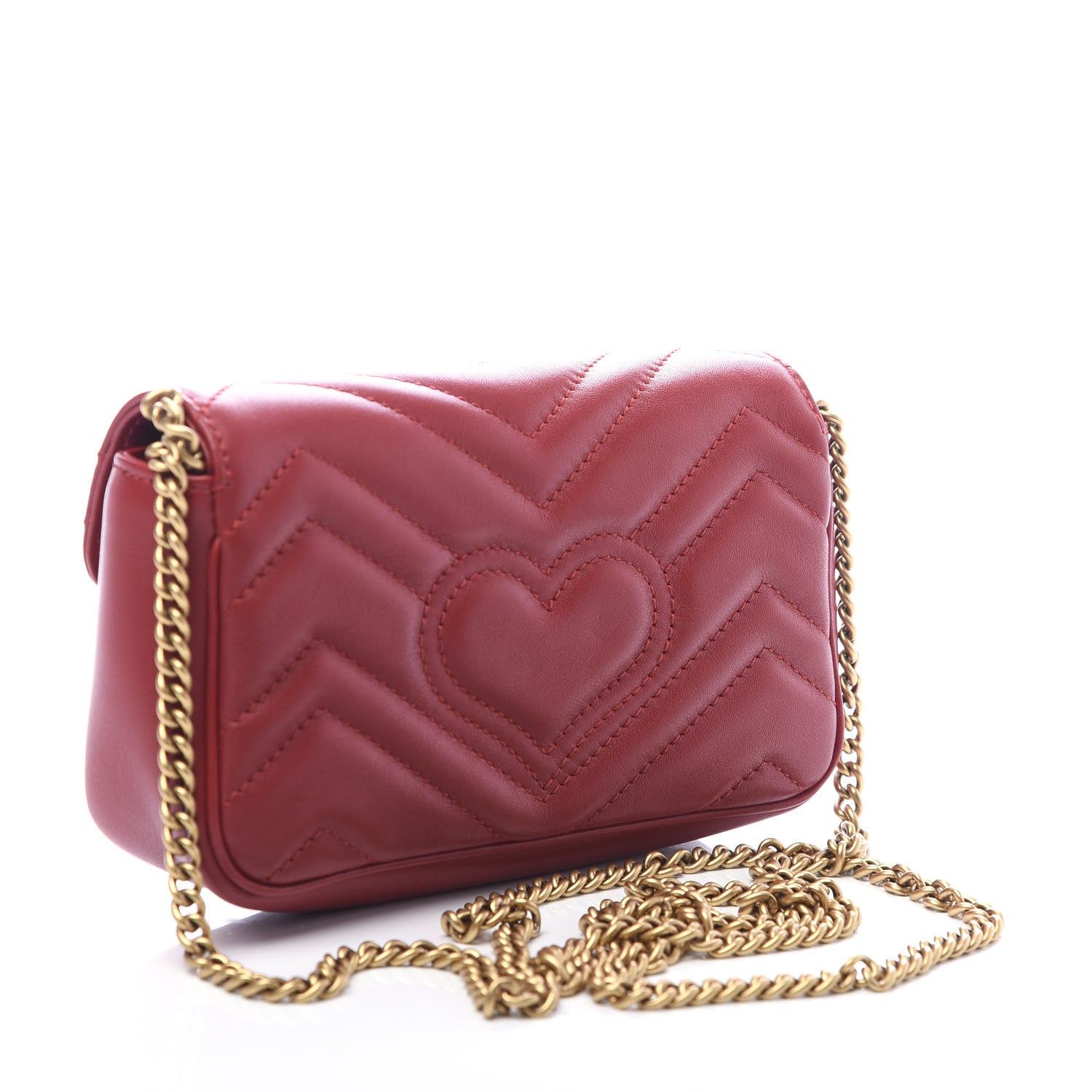 Gucci Calfskin Matelasse Super Mini GG Marmont Shoulder Bag Hibiscus Red 3 of 8