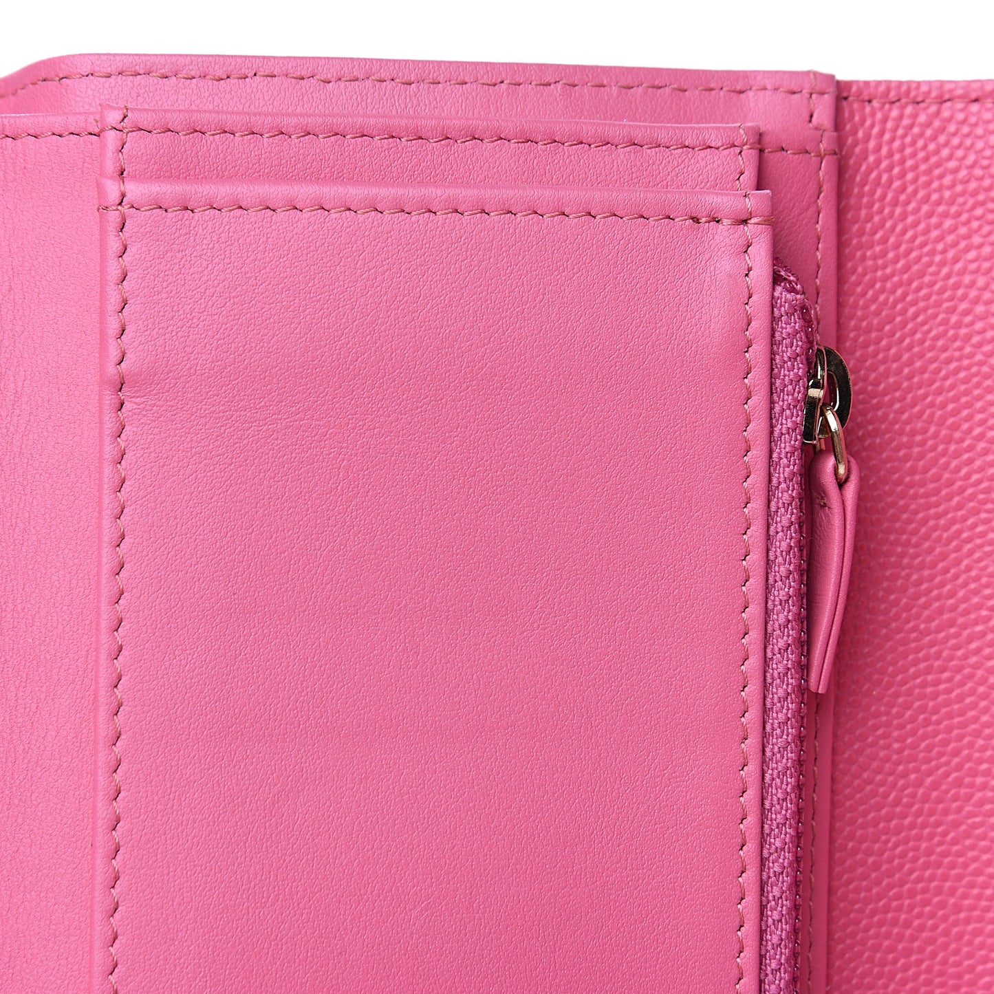 Iridescent Caviar Quilted Medium Flap Wallet Pink