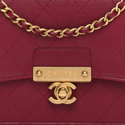 Chanel Goatskin Stitched Golden CC Wallet on Chain WOC Dark Red 9 of 13