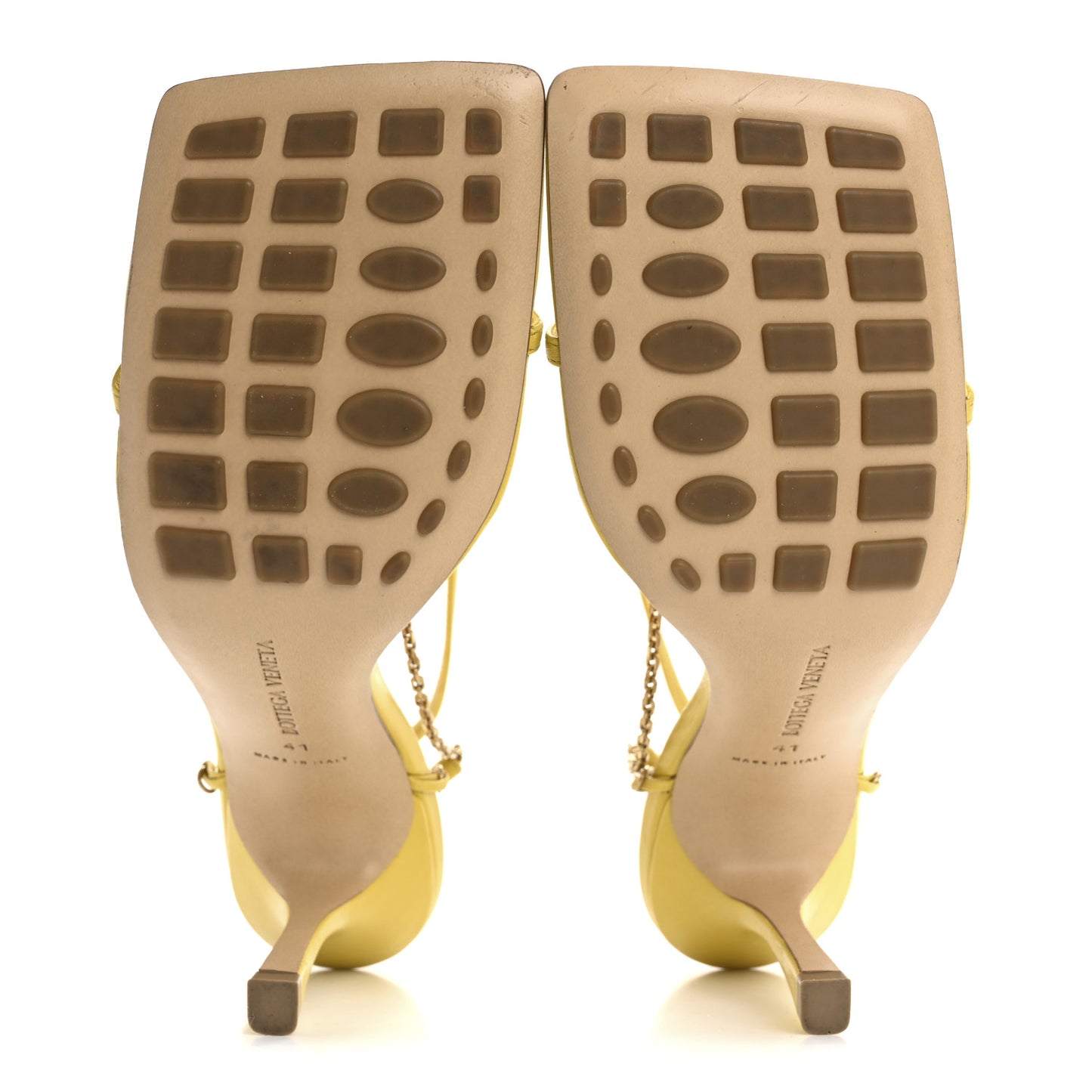 Lambskin Stretch Chain Strap 90mm Sandals 41 Buttercup