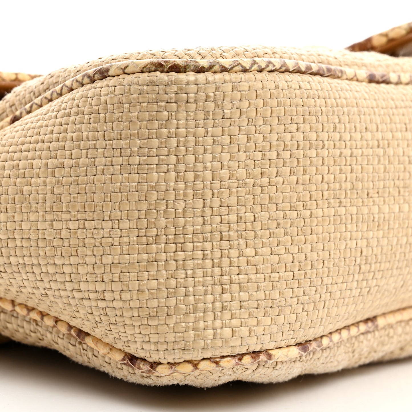 Raffia Elaphe Matelasse Small GG Marmont Shoulder Bag Natural Cream Brown