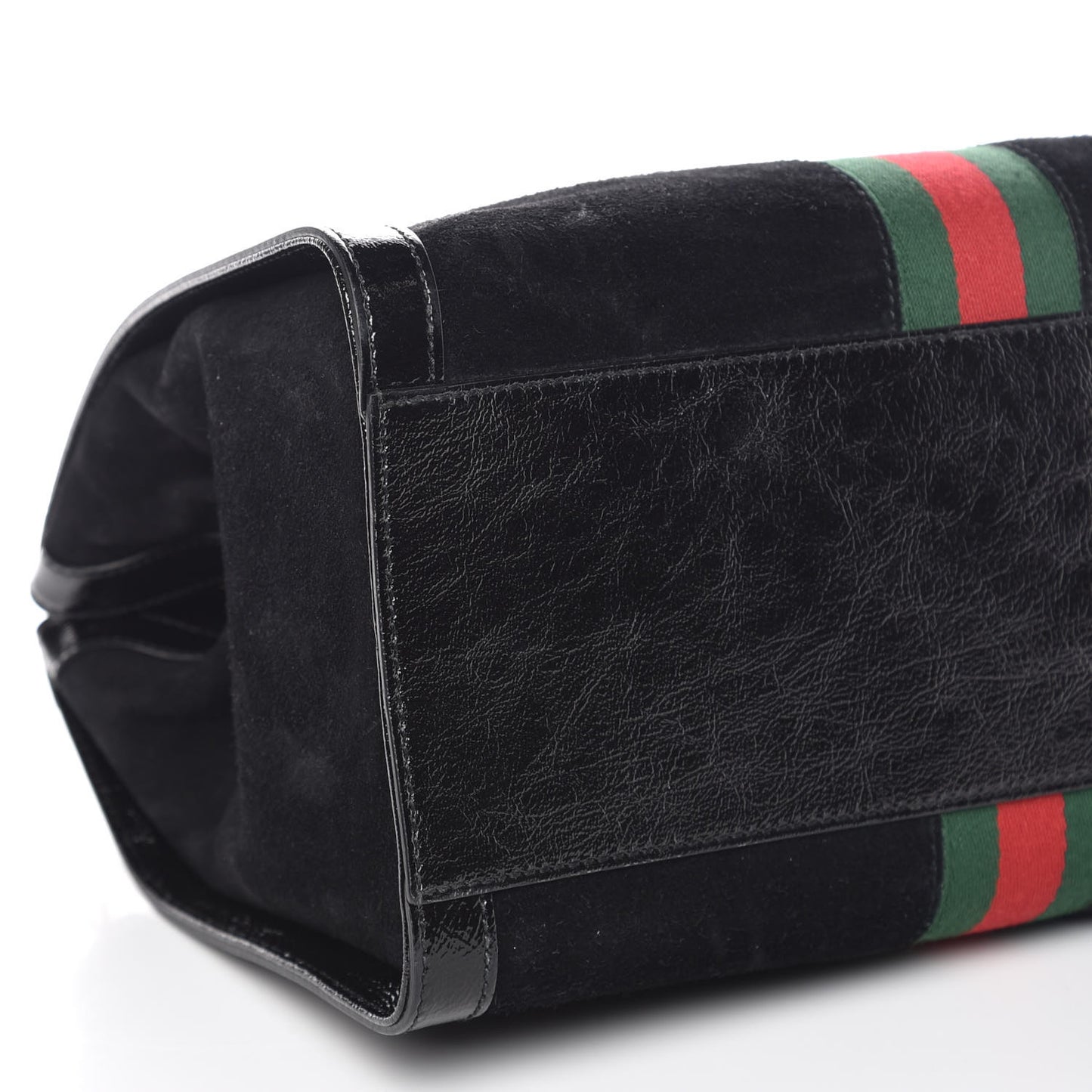 Suede Patent GG Web Medium Ophidia Tote Bag Black