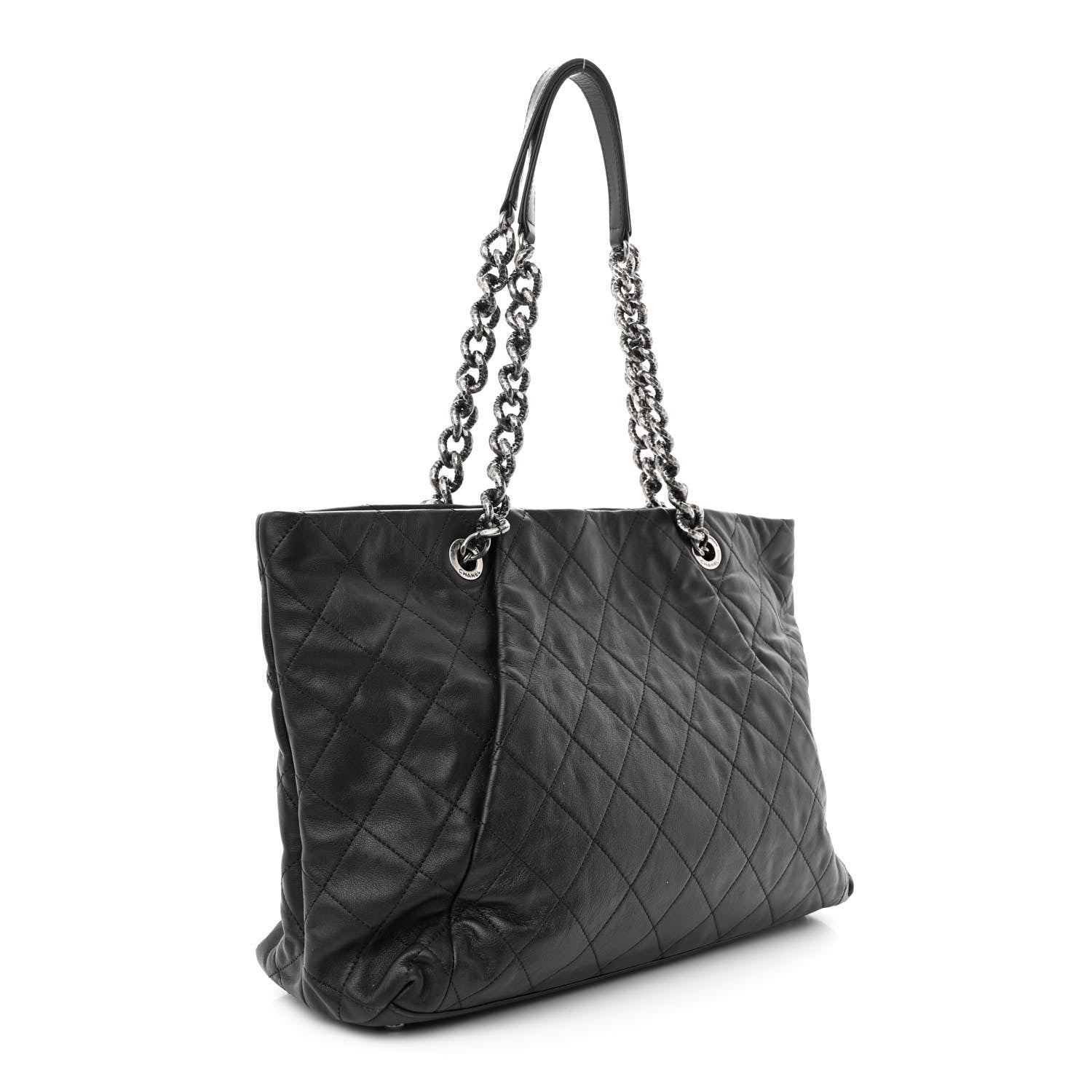 Chanel Calfskin Quilted Large Coco Pleats Tote Black 3 of 12