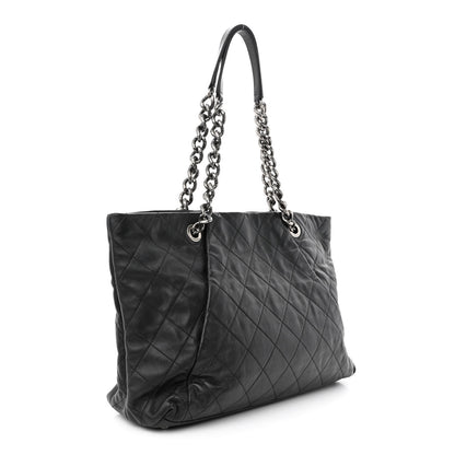 Chanel Calfskin Quilted Large Coco Pleats Tote Black 3 of 12