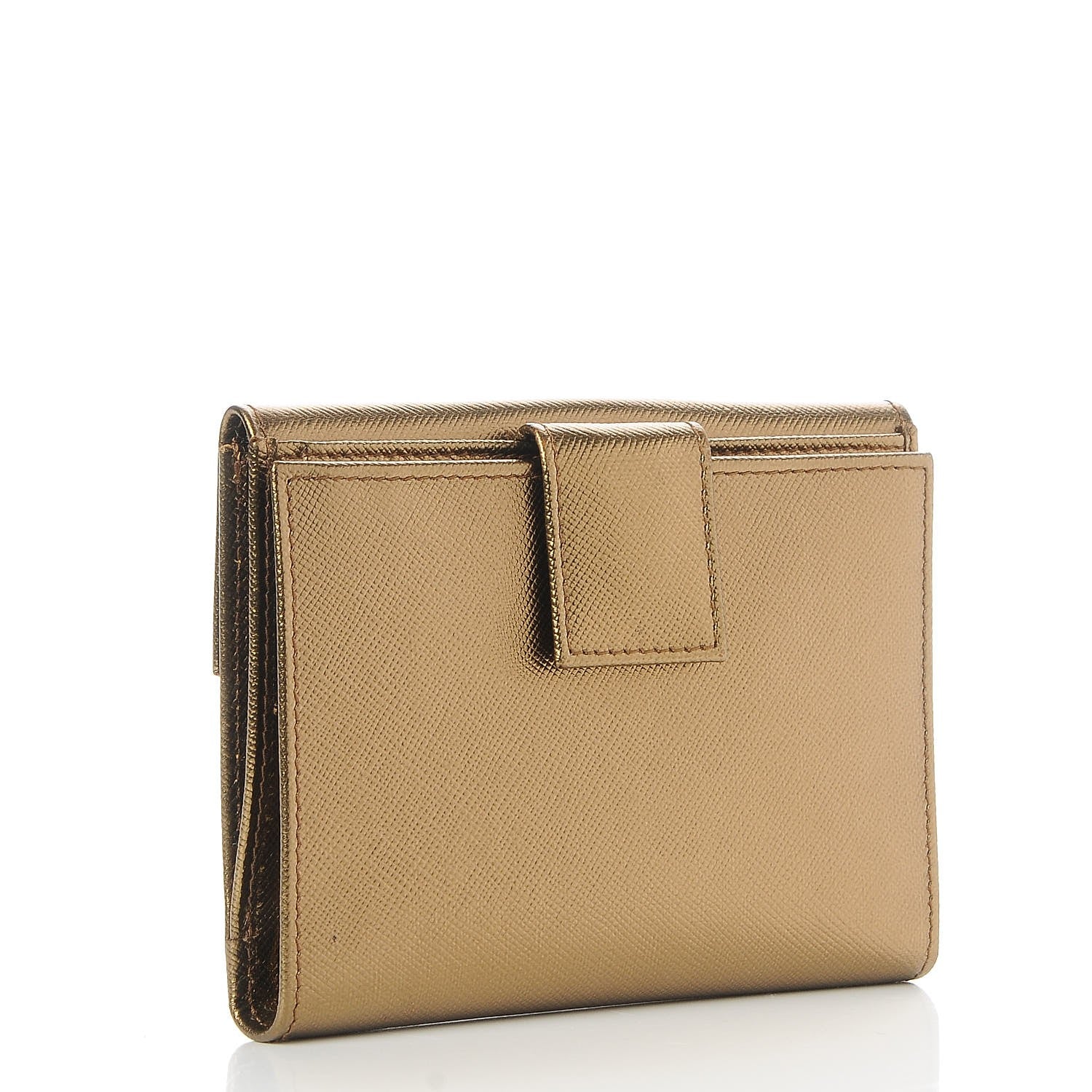 Prada Saffiano French Flap Compact Wallet Bronzo 3 of 7