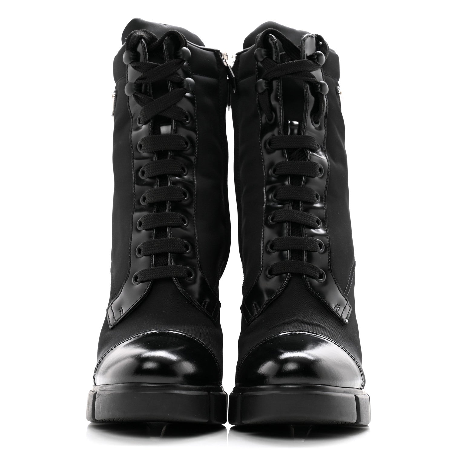 Prada Spazzolato Re-Nylon Metal Triangle Logo 110mm Ankle Boots 40 Black 2 of 14