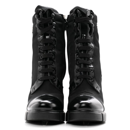 Prada Spazzolato Re-Nylon Metal Triangle Logo 110mm Ankle Boots 40 Black 2 of 14