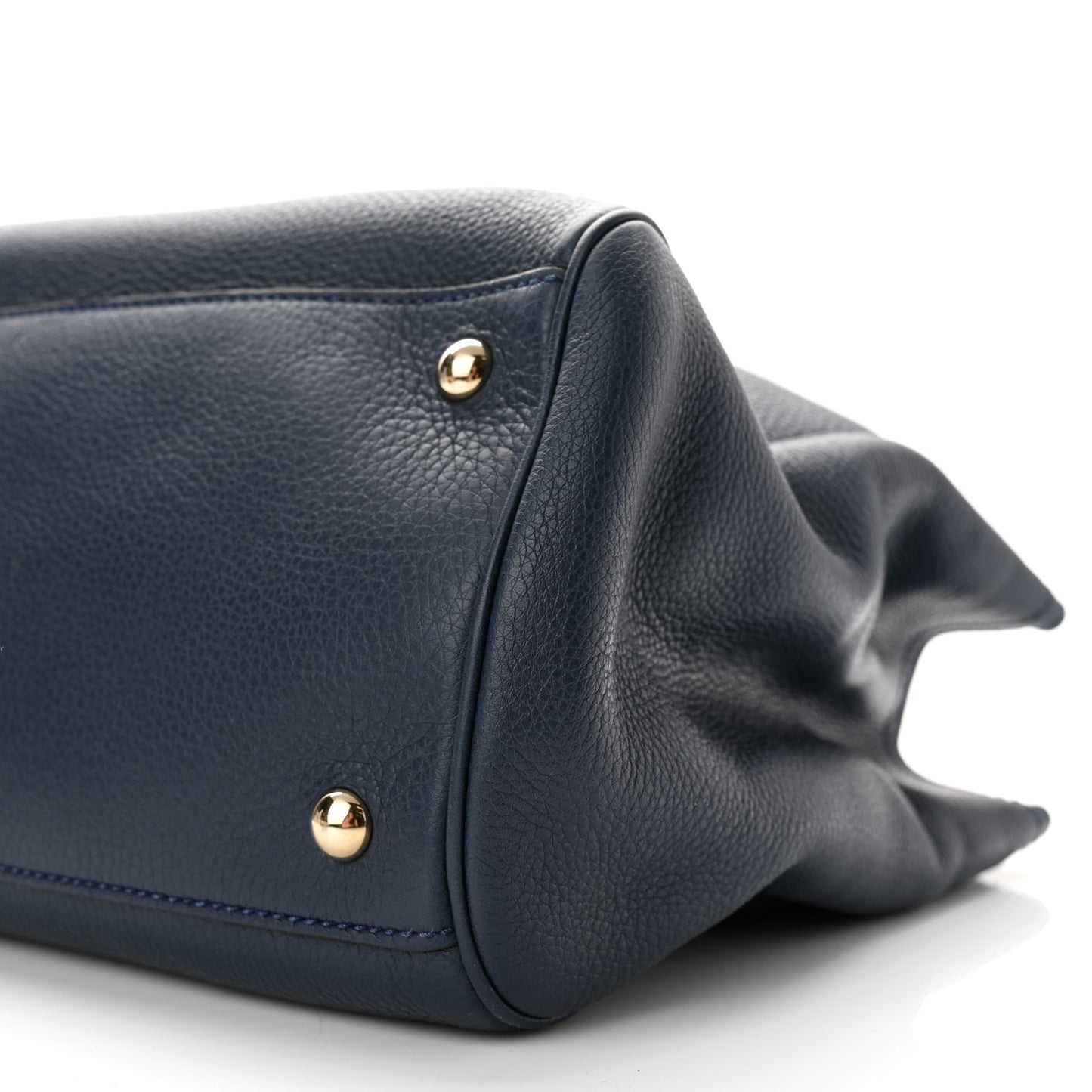 Pebbled Calfskin Medium Bamboo Shopper Tote Navy