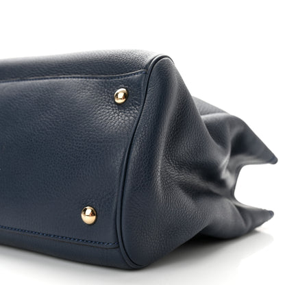 Gucci Pebbled Calfskin Medium Bamboo Shopper Tote Navy 10 of 10