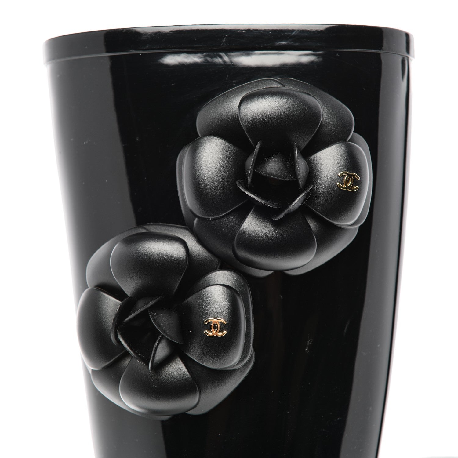 Chanel Rubber Camellia Rain Boots 37 Black 17 of 19