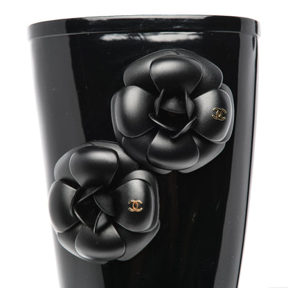 Chanel Rubber Camellia Rain Boots 37 Black 17 of 19