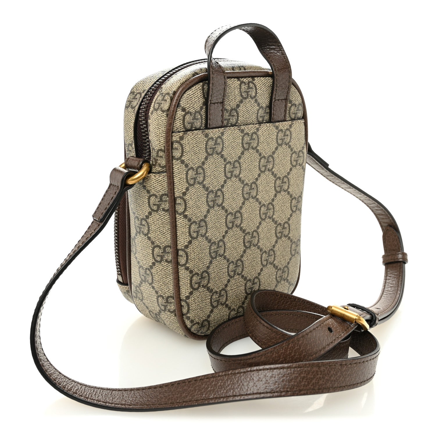 Gucci GG Supreme Monogram Web Mini Ophidia Double Zip Messenger Bag Beige New Acero 3 of 13