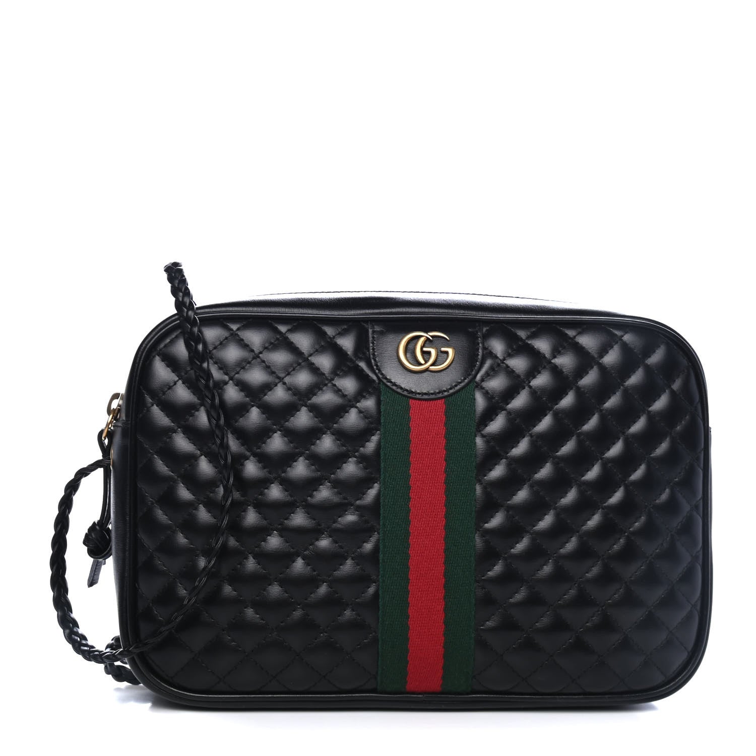 Gucci Calfskin Web Trapuntata Small GG Shoulder Bag Black 1 of 4