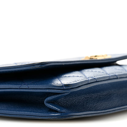 Chanel Caviar Quilted Boy Wallet On Chain WOC Dark Blue 10 of 15