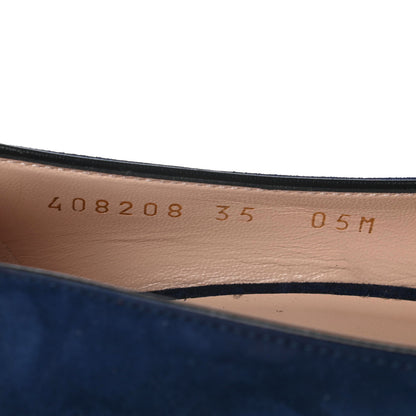 Gucci Kid Scamosciato GG Marmont Fringe 50mm Loafer Pumps 35 Blue Ink 8 of 8