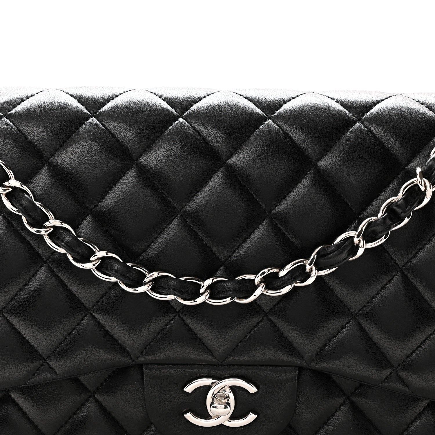 Chanel Lambskin Quilted Jumbo Double Flap Black 8 of 10