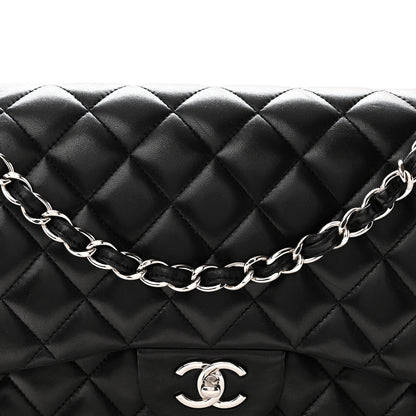 Chanel Lambskin Quilted Jumbo Double Flap Black 8 of 10