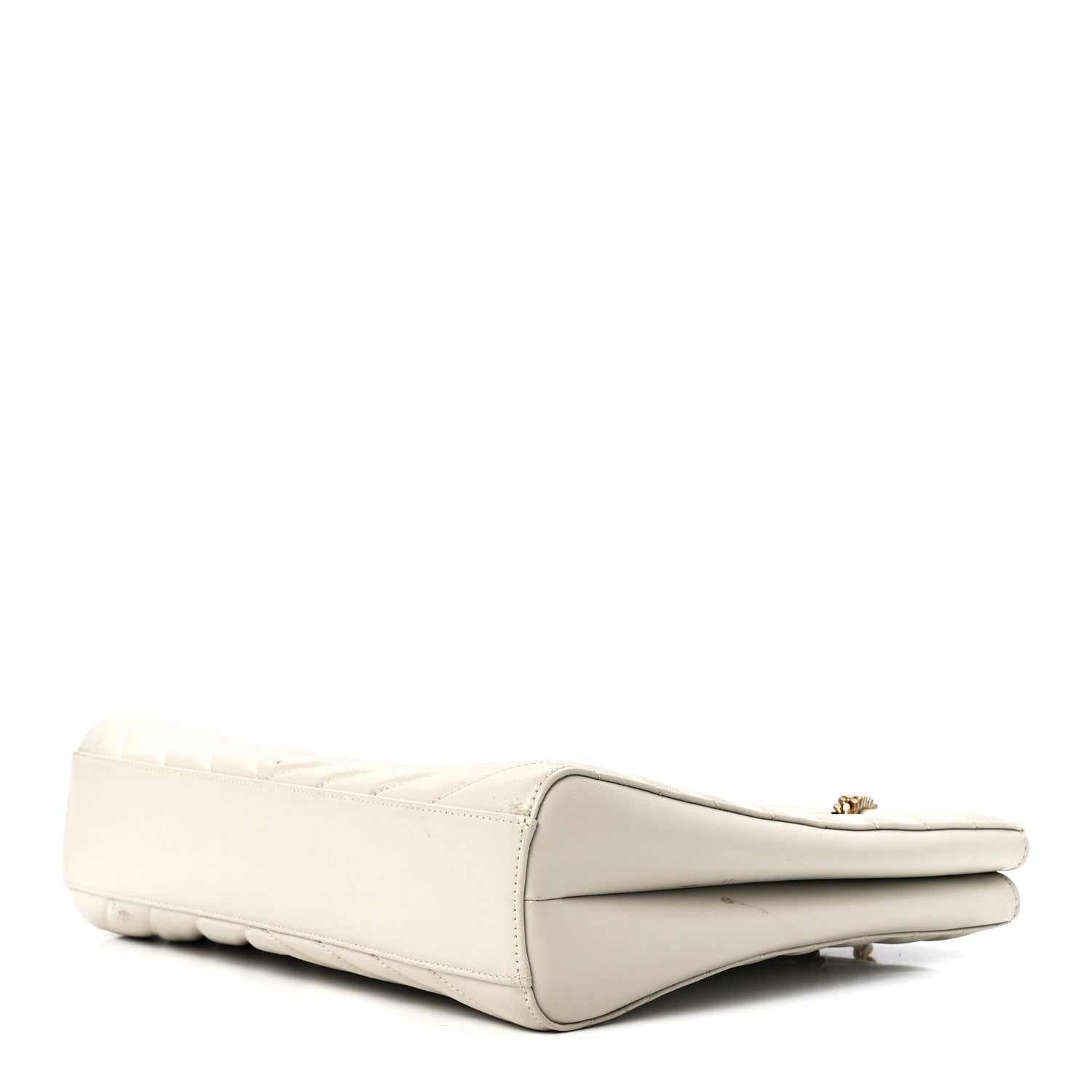 Saint Laurent Grain de Poudre Matelasse Chevron Medium Tribeca Shopping Bag Crema Soft 10 of 12
