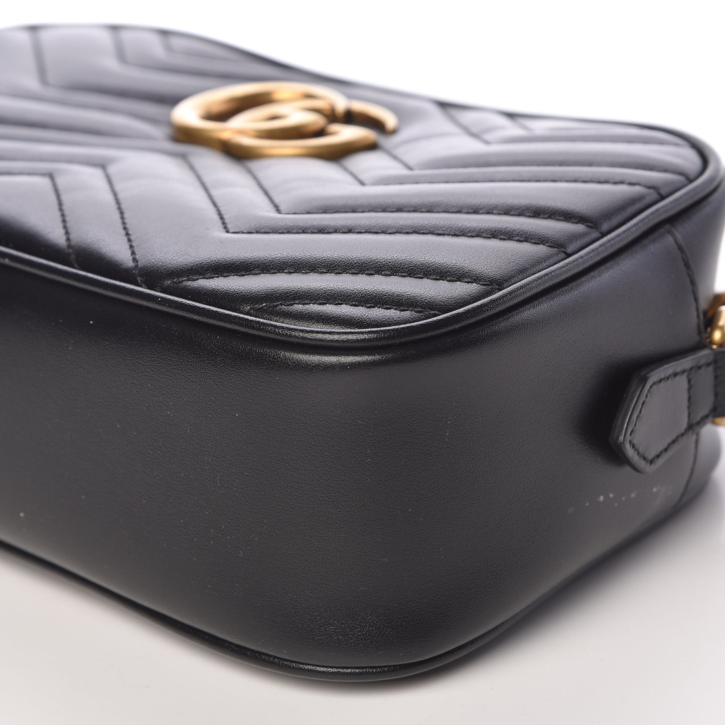 Calfskin Matelasse Small GG Marmont Chain Shoulder Bag Black