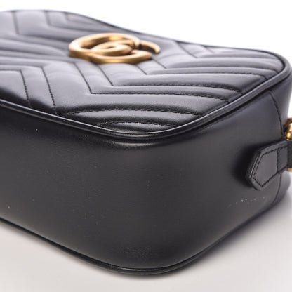 Gucci Calfskin Matelasse Small GG Marmont Chain Shoulder Bag Black 9 of 12